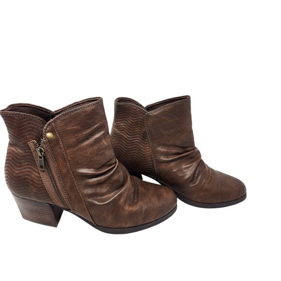 Baretraps Faux Leather Vegan Langley Ankle Boots Brown Side Zip Size 10 M - Picture 2 of 8